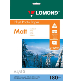 Фотобумага односторонняя матовая А4 180 г/м2 (50 листов) Lomond 0102014