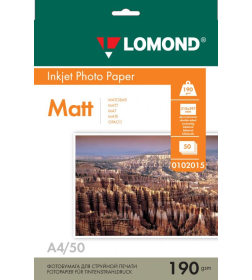 Фотобумага двухсторонняя матовая А4 190 г/м2 (50 листов) Lomond 0102015