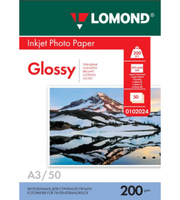 Фотобумага односторонняя глянцевая А3 200 г/м2 (50 листов) Lomond 0102024