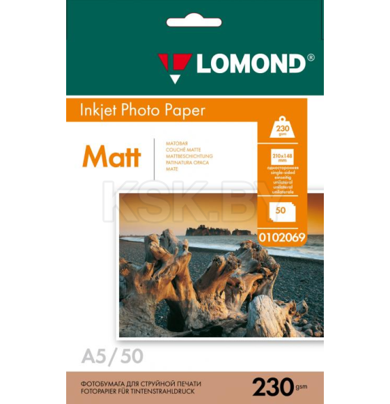 Фотобумага односторонняя матовая А5 210x148 мм 230 г/м2 (50 листов) Lomond 0102069 (0102069) 