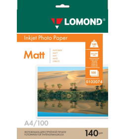 Фотобумага односторонняя матовая А4 140 г/м2 (100 листов) Lomond 0102074