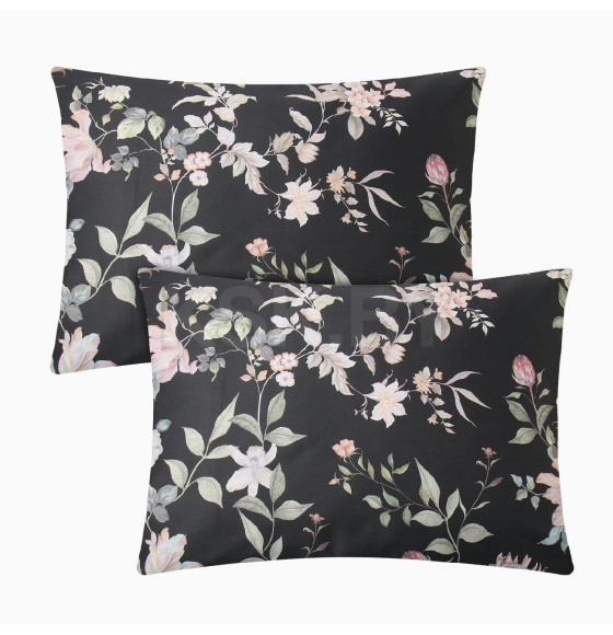 Комплект наволочек Этель  Black flowers, 50х70 см - 2 шт., мако-сатин 114г/м2 10303372 (10303372) 
