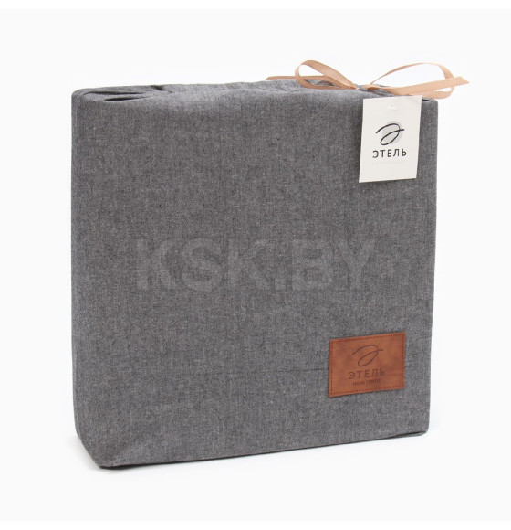 Постельное бельё Этель Denim 1.5 сп, 155х210см, 160х240см, 50х70-2шт, цвет тёмно-серый, жатый хлопок, 140 г/м2 (10245435) 