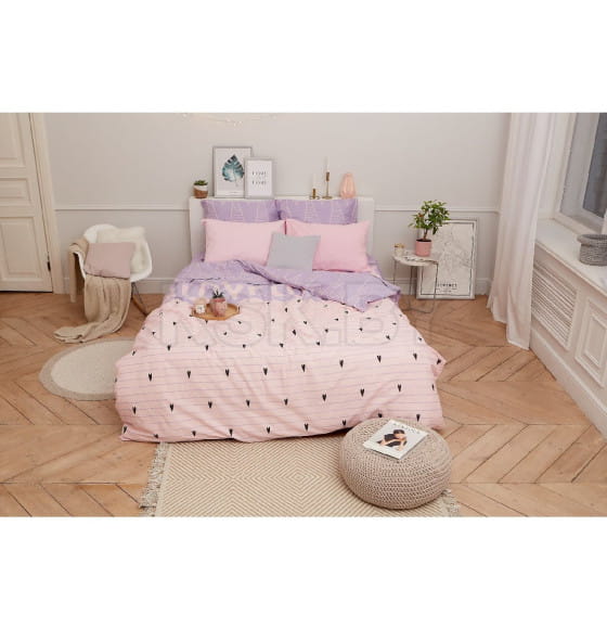 Постельное бельё «Этель» евро Violet love 200*217 см, 240*220 см, 70*70 см - 2 шт (4710603) 