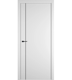 Дверное полотно Basic 1V Ice,кромка ABS black,черный молдинг 2000х900х35мм