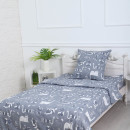 Комплект постельного белья 1,5 сп Кошкин дом т-сер 150х210 см, 150х210 см, 70х70 см, бязь, 120г/м, хл100% (10435328) 