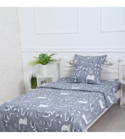 Комплект постельного белья 1,5 сп Кошкин дом т-сер 150х210 см, 150х210 см, 70х70 см, бязь, 120г/м, хл100%