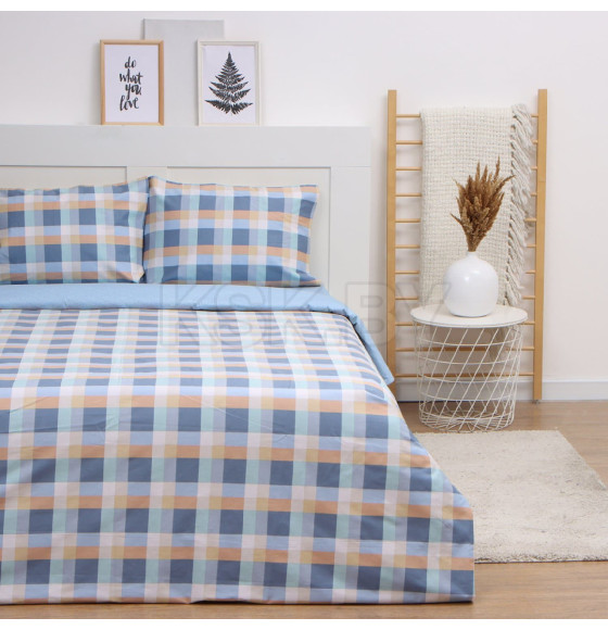 Постельное бельё LoveLife 2сп Square blue, 175х215см, 200х225см, 50х70см-2шт, сатин, хлопок 125г/м (10277899) 