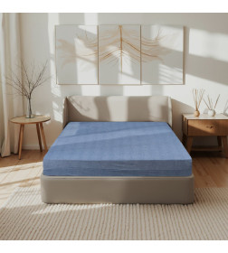 Простыня Этель Denim 160*200*25 см, цв.синий, жатый хлопок, 140 гр/м2, 100% хлопок 10836422
