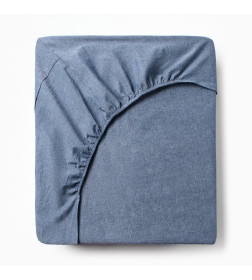 Простыня Этель Denim 160*200*25 см, цв.синий, жатый хлопок, 140 гр/м2, 100% хлопок 10836422