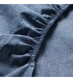 Простыня Этель Denim 160*200*25 см, цв.синий, жатый хлопок, 140 гр/м2, 100% хлопок 10836422