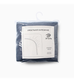 Простыня Этель Denim 160*200*25 см, цв.синий, жатый хлопок, 140 гр/м2, 100% хлопок 10836422