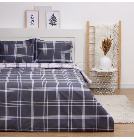 Постельное бельё LoveLife евро Square gray, 200х217см, 225х240см, 50х70см-2шт, сатин, хлопок 125г/м (10277912) 