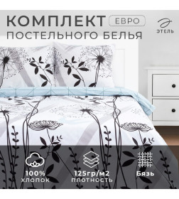 Постельное белье "Этель" евро Одуванчик 200 *217 см, 220*240 см, 70*70 см -2 шт, бязь