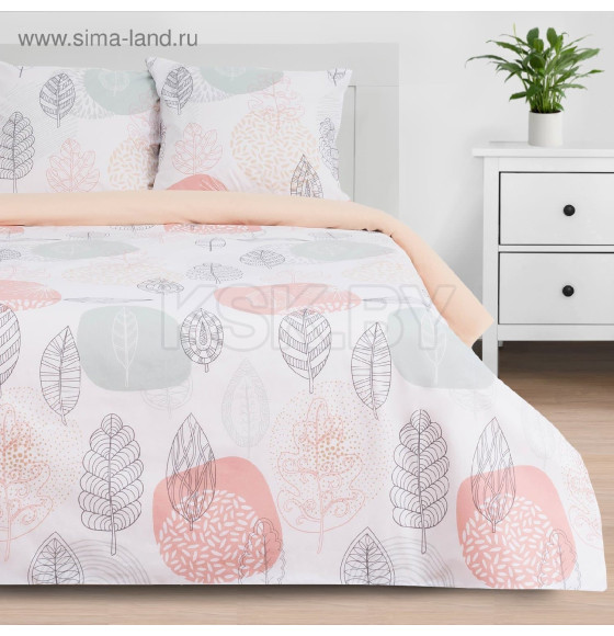 Постельное бельё «Этель» 1.5 сп Leaves 143*215 см,150*214 см, 70*70 см 2 шт (4746208) 