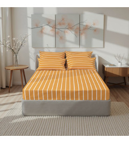 Простыня на резинке Этель 180*200*25 см " Mustard stripes", 100% хлопок, поплин, 125 гр/м2 6632204