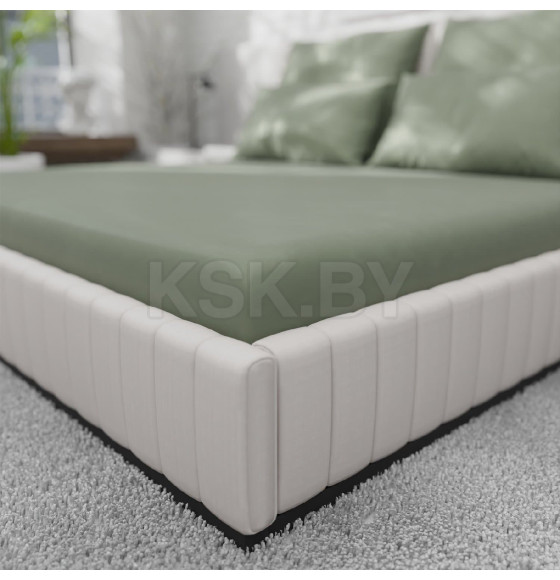 Простыня на резинке 220ТС Этель 180*200+30 см, цв.олива, сатин, 100% хлопок 10624042 (10624042) 