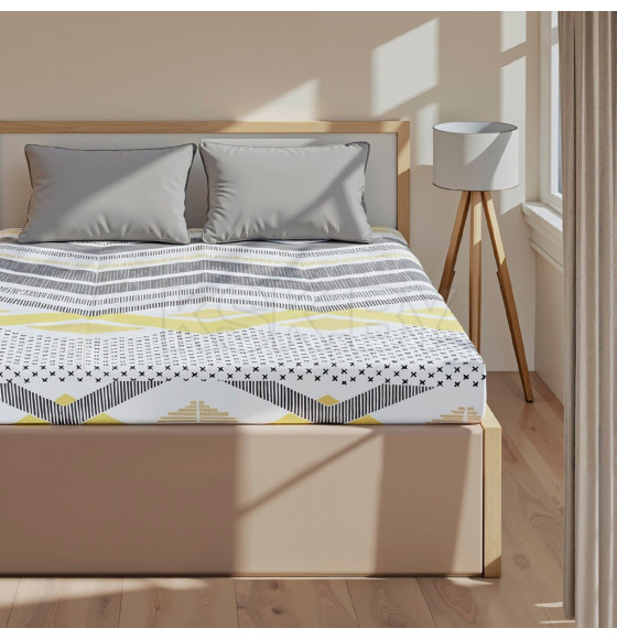 Простыня на резинке Этель Gray geometry 160*200*25, 100% хлопок, бязь, 125г/м2 10801837 (10801837) 