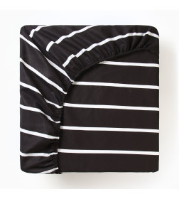 Простыня на резинке Этель 160*200*25 см "Black stripes", 100% хлопок, поплин, 125 гр/м2 6632189