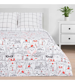 Постельное белье новогоднее Этель 1.5 сп Xmas cat 143*215 см, 150*214 см, 70*70 см - 2 штуки