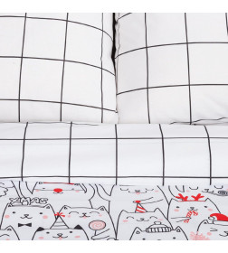 Постельное белье новогоднее Этель 1.5 сп Xmas cat 143*215 см, 150*214 см, 70*70 см - 2 штуки