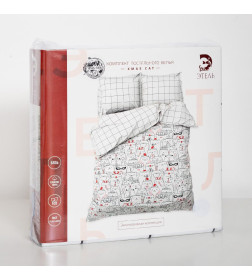 Постельное белье новогоднее Этель 1.5 сп Xmas cat 143*215 см, 150*214 см, 70*70 см - 2 штуки