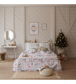 Постельное белье новогоднее Этель 1.5 сп Xmas cat 143*215 см, 150*214 см, 70*70 см - 2 штуки