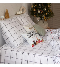 Постельное белье новогоднее Этель 1.5 сп Xmas cat 143*215 см, 150*214 см, 70*70 см - 2 штуки