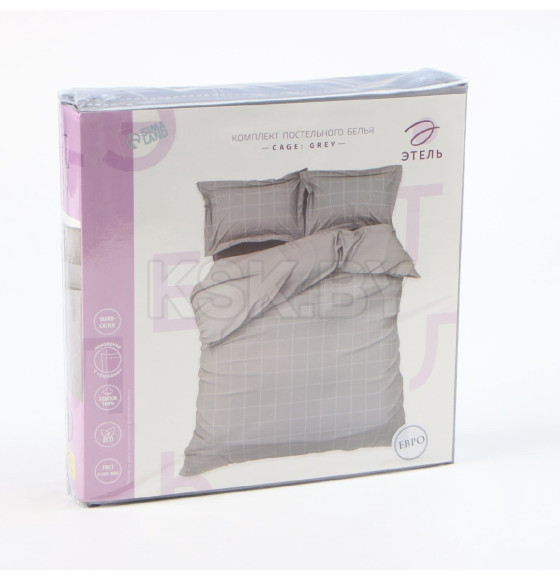 Постельное бельё Этель 1,5 сп Cage: grey, 143х215 см, 150х215 см, 50х70+3 см-2 шт, мако-сатин, 114г/м2 (10060102) 