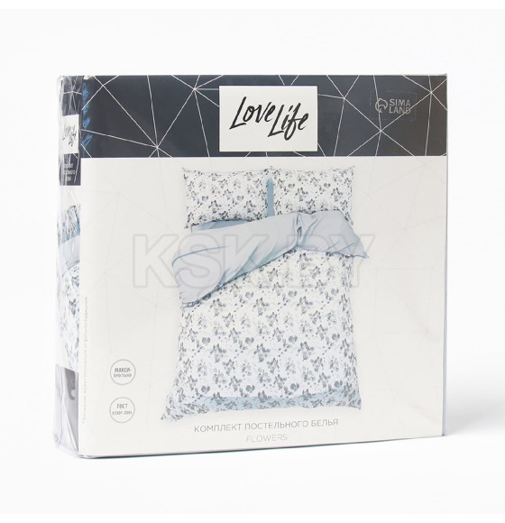 Постельное бельё LoveLife 2сп Flowers 175х215см,200х240см,50х70см-2шт, жатка, 100% п/э, 100гр/м2 (10322839) 