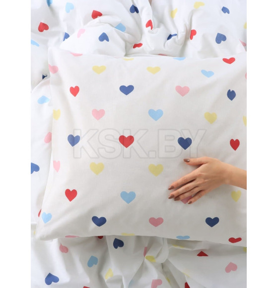 Постельное бельё «Этель» Дуэт Сolored Hearts 143×215 см-2 шт., 220×240 см, 70×70 см-2 шт., поплин 125 г/м², хлопок 100% (10706927) 