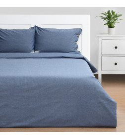Постельное бельё Этель Denim 2 сп, 180х210см, 220х240см, 50х70-2шт, цвет синий, жатый хлопок, 140 г/м2