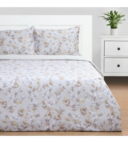 Постельное бельё Этель 1,5 сп Beige flowers, 143х215 см, 150х214 см, 50х70 см -2 шт, мако-сатин 114г/м2