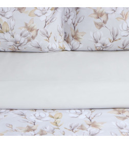 Постельное бельё Этель 1,5 сп Beige flowers, 143х215 см, 150х214 см, 50х70 см -2 шт, мако-сатин 114г/м2