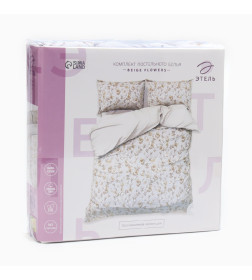 Постельное бельё Этель 1,5 сп Beige flowers, 143х215 см, 150х214 см, 50х70 см -2 шт, мако-сатин 114г/м2