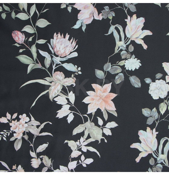 Постельное бельё Этель 2 сп Black flowers, 175х215 см, 200х214 см, 50х70 см -2 шт, мако-сатин 114г/м2 (9947013) 