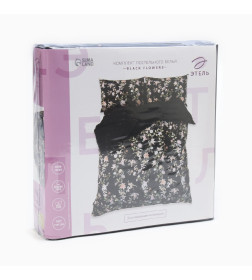Постельное бельё Этель 2 сп Black flowers, 175х215 см, 200х214 см, 50х70 см -2 шт, мако-сатин 114г/м2
