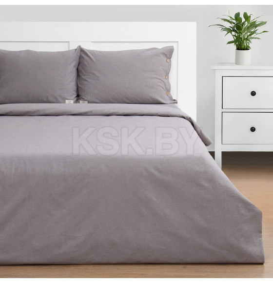 Постельное бельё Этель Denim 2 сп, 180х210см, 220х240см, 50х70-2шт, цвет серый, жатый хлопок, 140 г/м2 (10245454) 