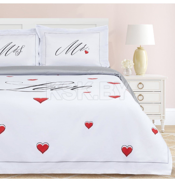 Постельное бельё «Этель» евро Mr&Mrs 200*215 см,240*215 см,50*70+4 см - 2 шт (4695914) 