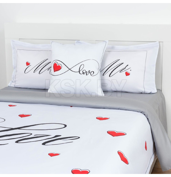 Постельное бельё «Этель» евро Mr&Mrs 200*215 см,240*215 см,50*70+4 см - 2 шт (4695914) 