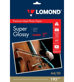 Фотобумага односторонняя Warm Super Glossy А4 195 г/м2 (20 листов) Lomond 1101111