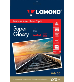 Фотобумага односторонняя Warm Super Glossy А4 270 г/м2 (20 листов) Lomond 1106101