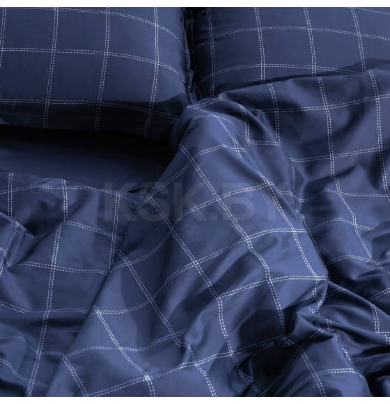 Постельное бельё Этель 2 сп Cage: dark blue, 175х215 см, 200х215 см, 50х70+3 см-2 шт, мако-сатин, 114г/м2 (10060109) 