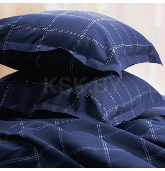 Постельное бельё Этель 2 сп Cage: dark blue, 175х215 см, 200х215 см, 50х70+3 см-2 шт, мако-сатин, 114г/м2 (10060109) 