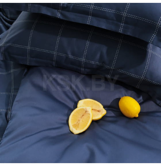 Постельное бельё Этель 2 сп Cage: dark blue, 175х215 см, 200х215 см, 50х70+3 см-2 шт, мако-сатин, 114г/м2 (10060109) 