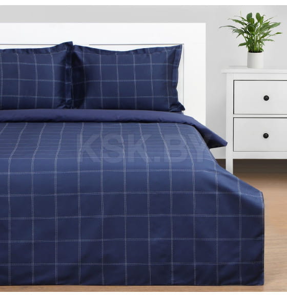 Постельное бельё Этель 2 сп Cage: dark blue, 175х215 см, 200х215 см, 50х70+3 см-2 шт, мако-сатин, 114г/м2 (10060109) 