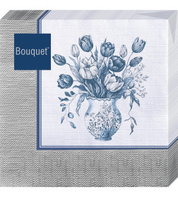 Салфетки декоративные 33 х 33 см, 3 слоя, (20 шт) "Ваза с тюльпанами" Art Bouquet