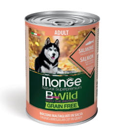Влажный корм Monge Dog BWild GRAIN FREE для взрослых собак, беззерновой, из лосося с тыквой и кабачками, консервы 400 г