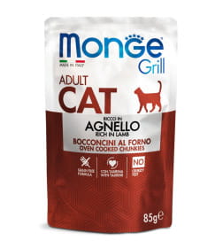 Влажный корм Monge Cat Grill для взрослых кошек, из новозеландского ягненка, паучи 85 г