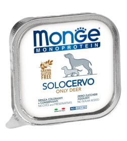 Влажный корм Monge Dog Monoprotein для собак, паштет из оленины, ламистер 150 г